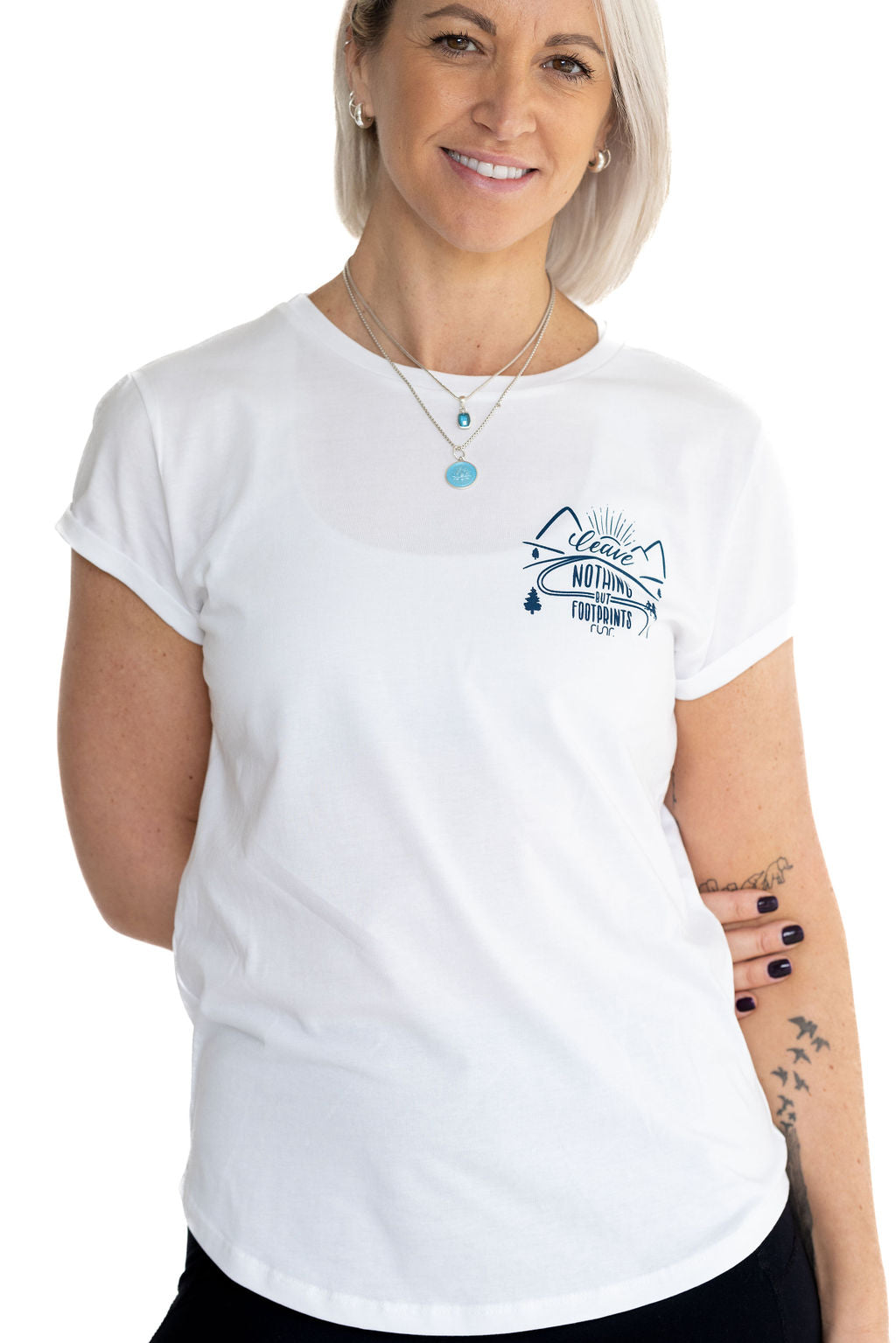 Women's Classic Leave Nothing But Footprints Runr T-Shirts in White