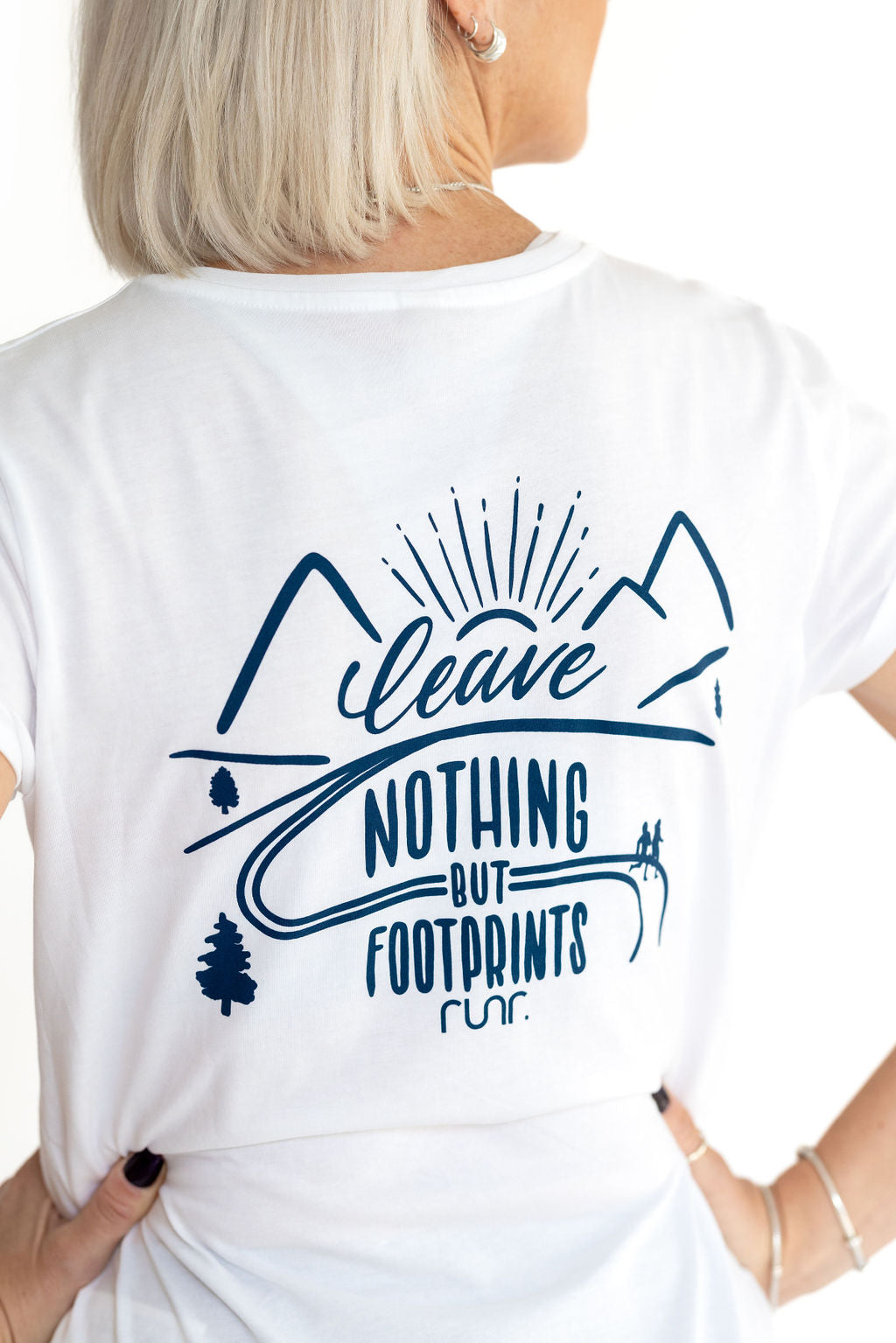 Women's Classic Leave Nothing But Footprints Runr T-Shirts in White