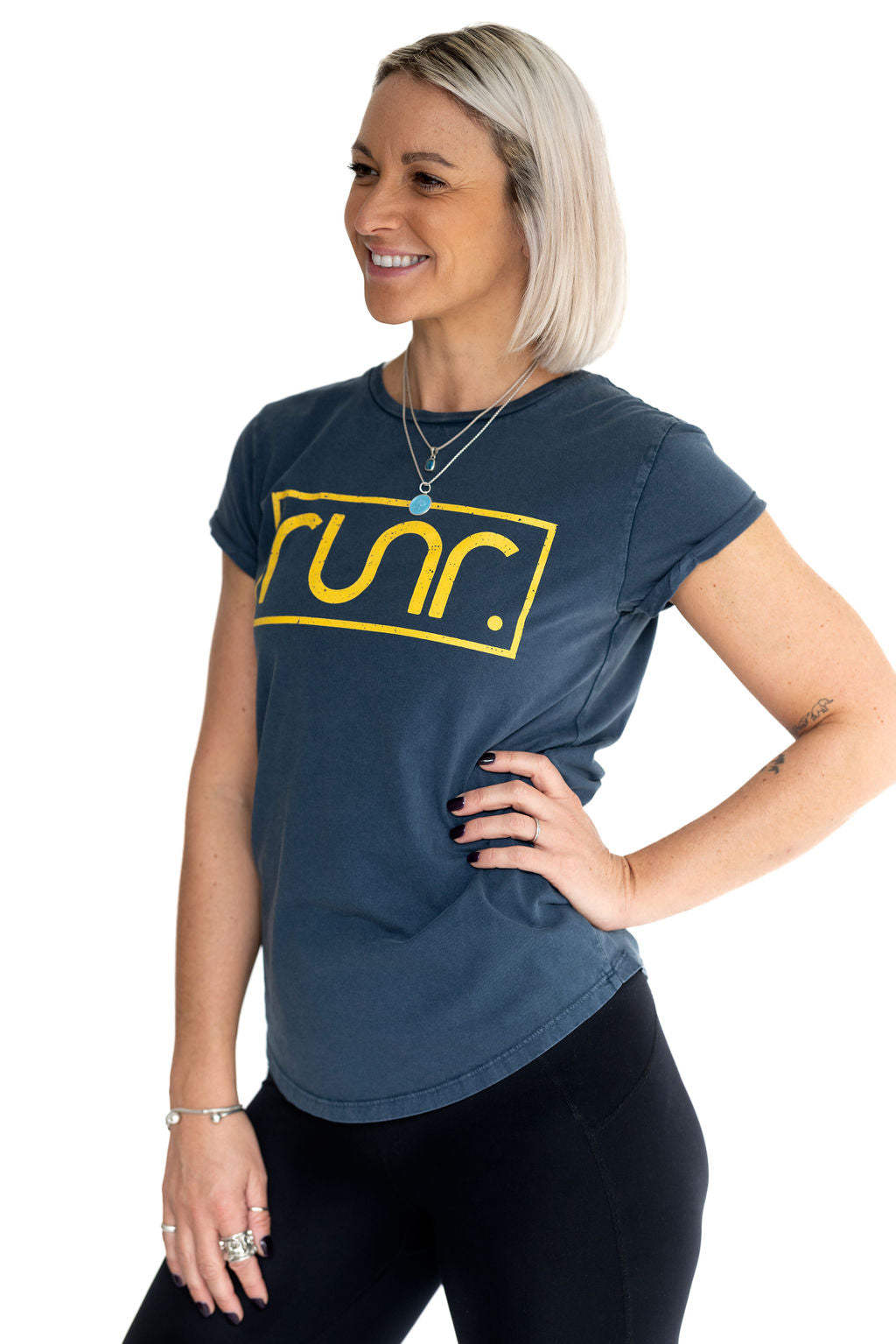 Women's Vintage Runr T-Shirts - Stonewash Denim