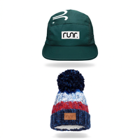 Budapest running hat above Vermont bobble hat