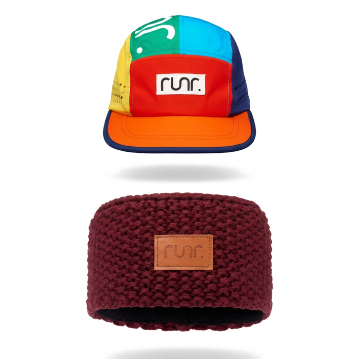 Rio running hat above Banff fleece headband