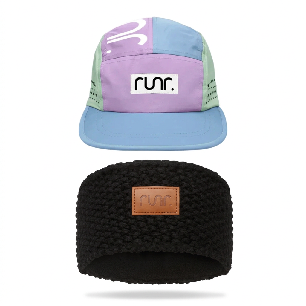 Sydney running hat above Jasper fleece headband