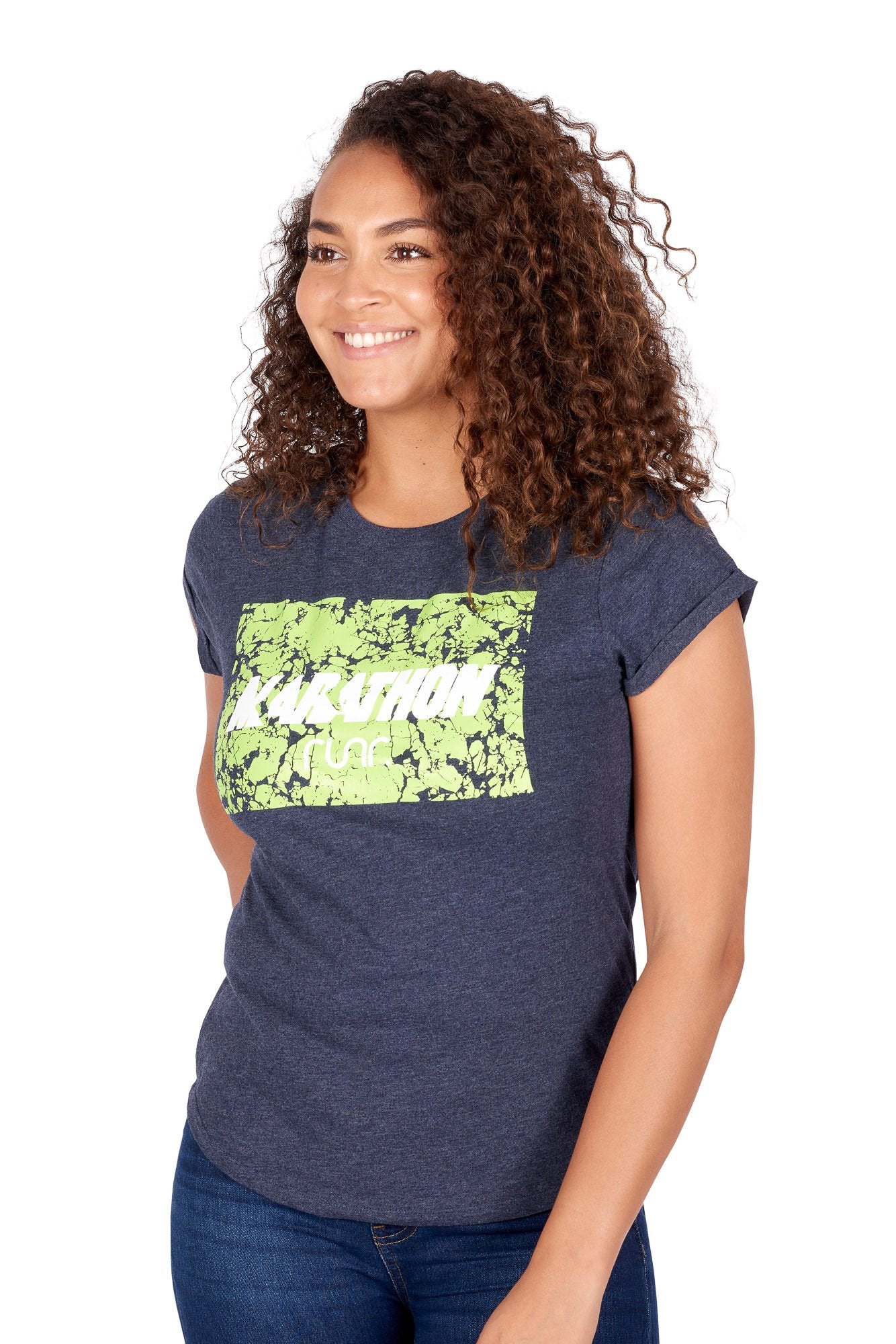 Women's Marathon Runr T-Shirt - Navy & Green