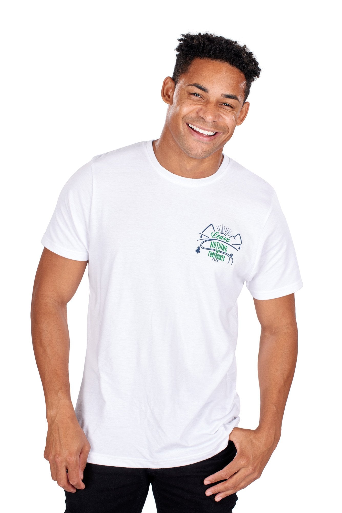 Men's 'Leave Nothing But Footprints' Runr T-Shirts in white