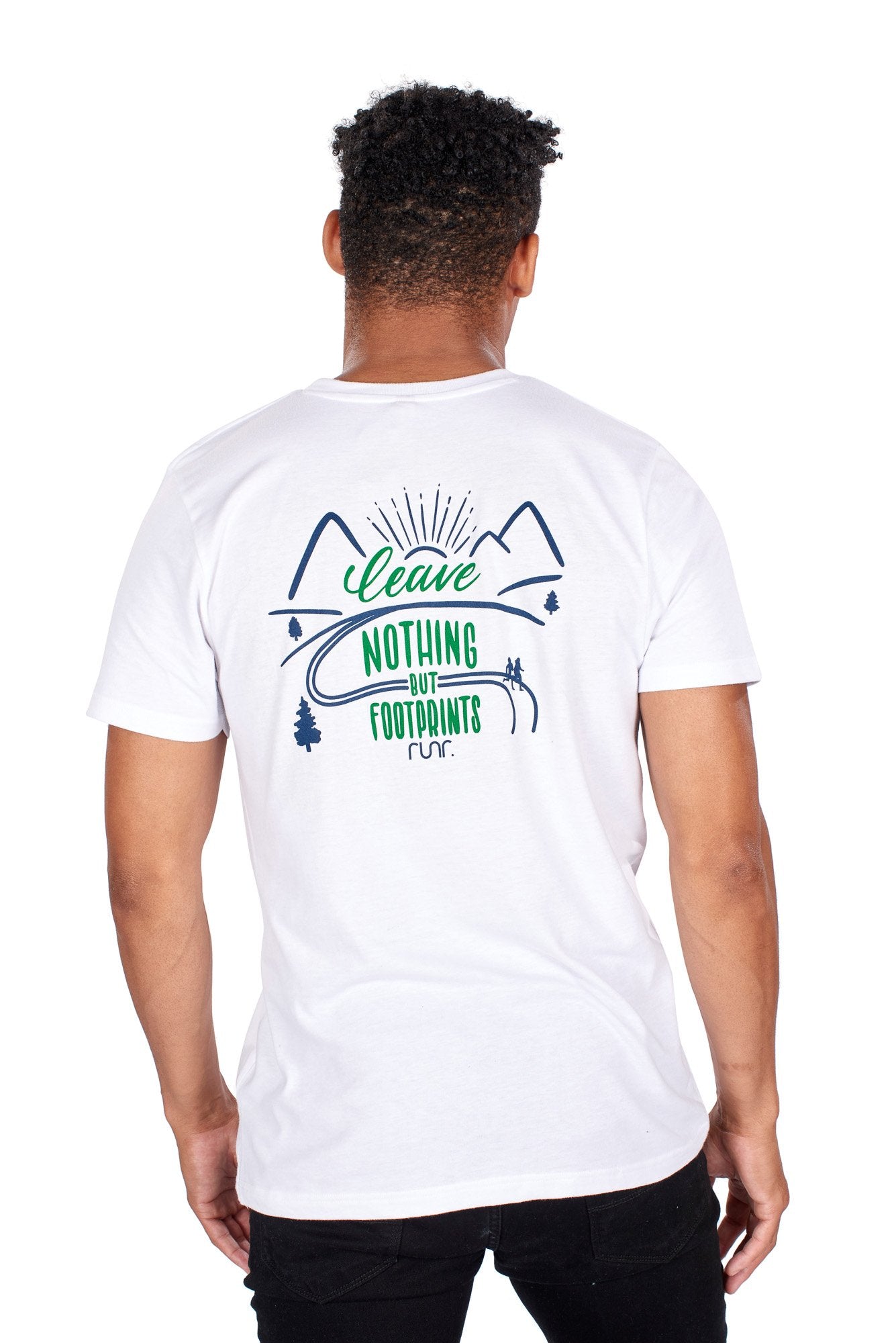 Men's 'Leave Nothing But Footprints' Runr T-Shirts in white