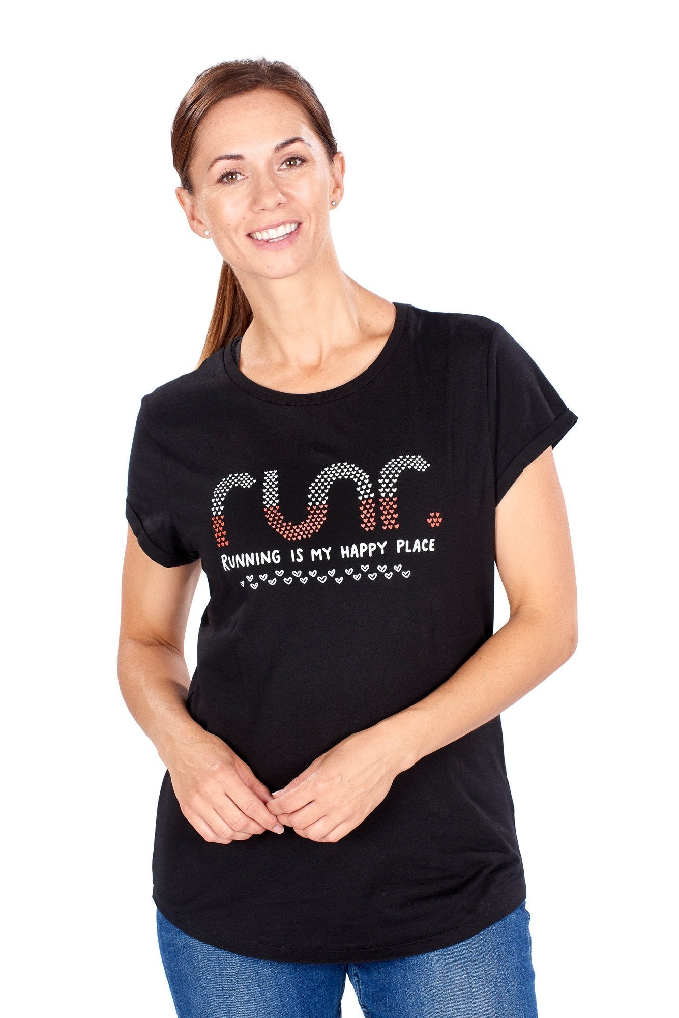 Women's Running Is My Happy Place T-Shirts - black