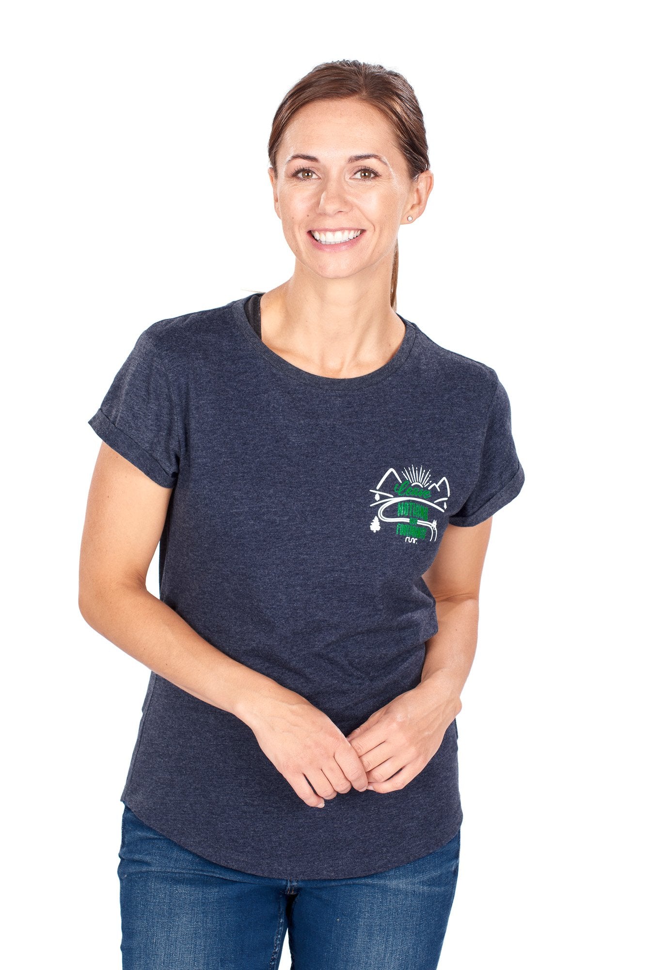 Women's 'Leave Nothing But Footprints' Runr T-Shirts - Navy