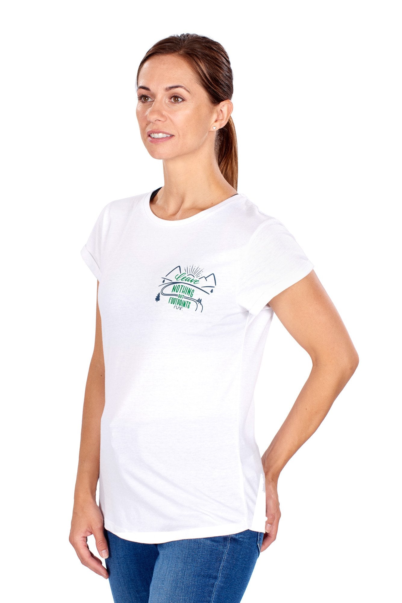 Women's 'Leave Nothing But Footprints' Runr T-Shirts - white
