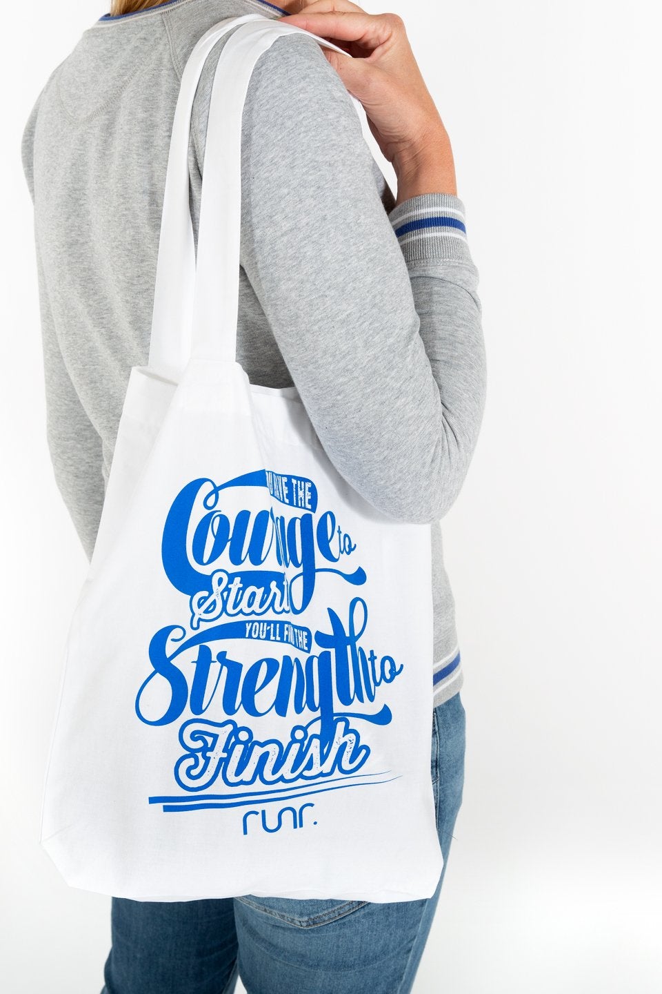 Courage To Start Tote Bag White/Blue