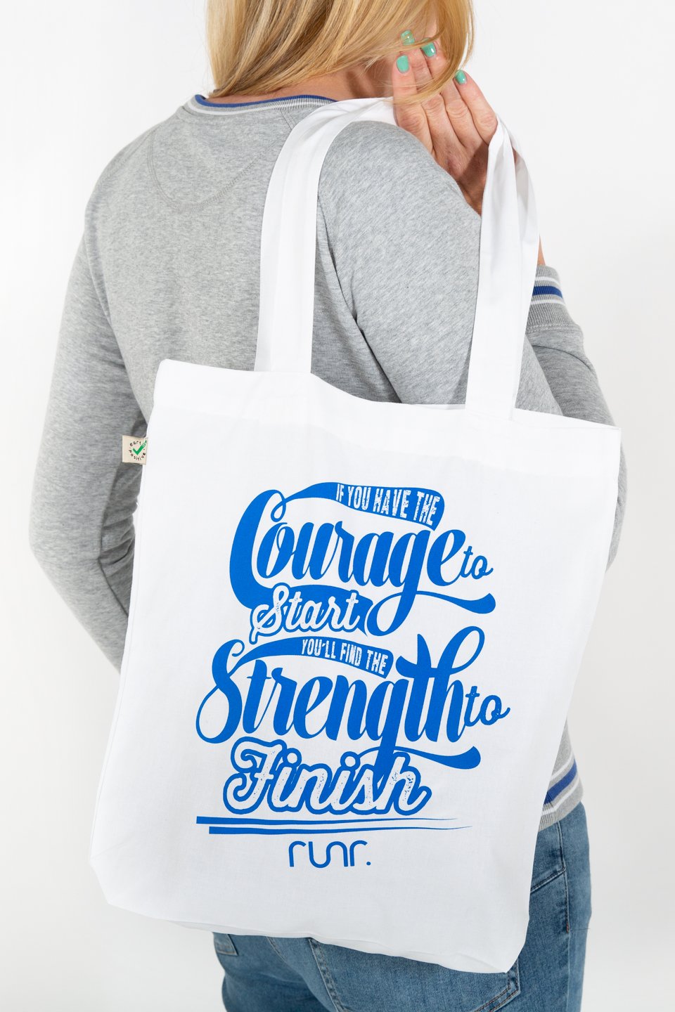 Courage To Start Tote Bag White/Blue