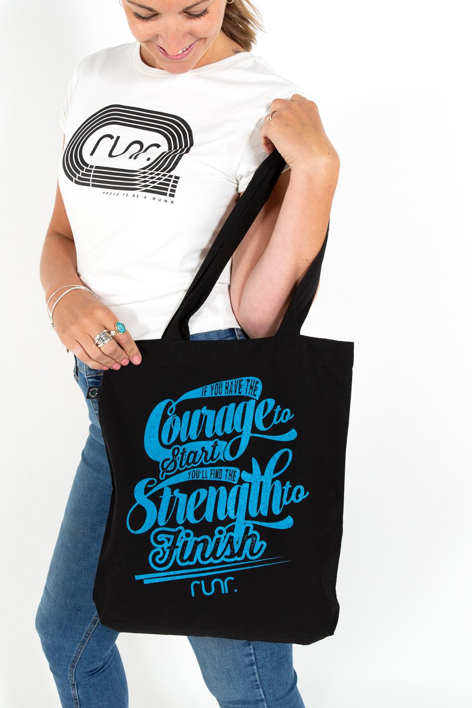 Courage To Start Tote Bag Black/Blue